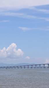 蓝天白云珠海海景港珠澳大桥素材滨海城市视频