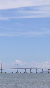 蓝天白云珠海海景港珠澳大桥素材滨海城市视频