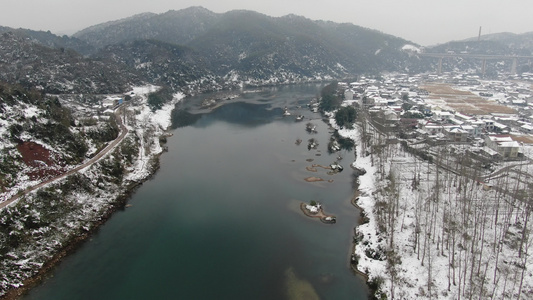 航拍冬天雪景视频