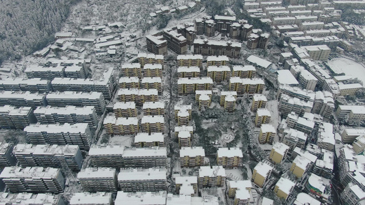 航拍冬天城市雪景视频