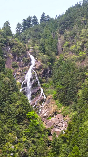 浙江南部畲族山区云中大漈瀑布航拍无人机58秒视频