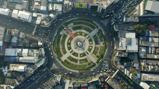 4K无人机航拍泰国曼谷城市中心广场视频