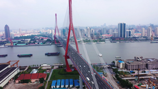 4K航拍上海杨浦大桥视频