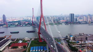 4K航拍上海杨浦大桥99秒视频