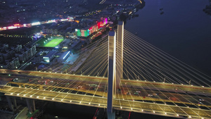 4K广州洛溪大桥夜景航拍15秒视频