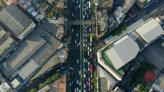 4K无人机航拍泰国曼谷城市中心道路视频