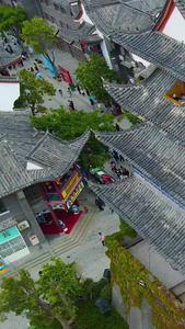 航拍古街古巷古建筑海坦古城楼中国风视频