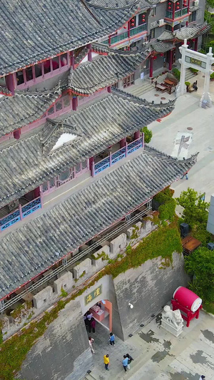航拍古街古巷古建筑海坦古城楼中国风46秒视频