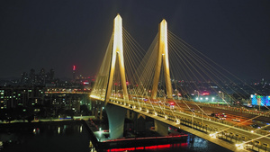 4K广州洛溪大桥夜景航拍64秒视频