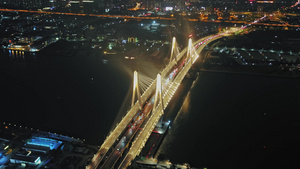 4K广州洛溪大桥夜景航拍92秒视频