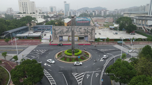 航拍中国女排三连冠纪念雕像福建漳州视频