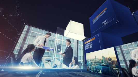 蓝色科技企业展示图文AE模板视频