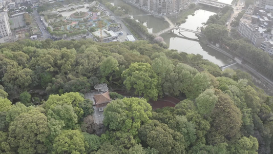 福建省龙岩市新罗区南城街道登高山公园航拍视频