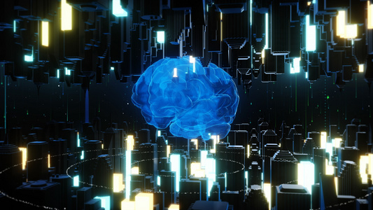 4K三维元宇宙科技城市大脑背景素材视频