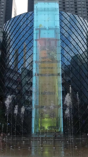城市音乐喷泉高清视频商业中心17秒视频