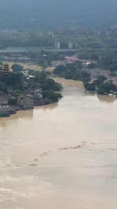 洪水水灾航拍素材重庆南滨路水灾视频