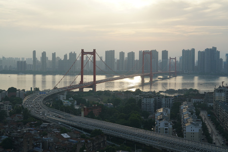 武汉鹦鹉洲长江大桥延时视频