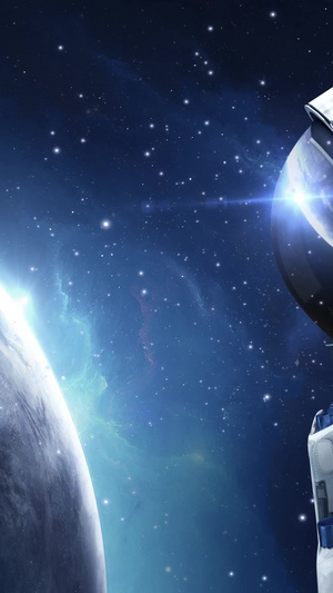 星空唯美地球宇航员动画22秒视频