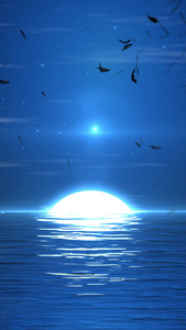 夜景湖面月亮升起背景视频视频