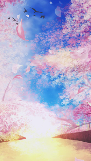 粉色动态樱花林樱花飘落背景视频30秒视频