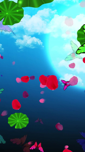 唯美的水面蝴蝶飞舞背景素材30秒视频