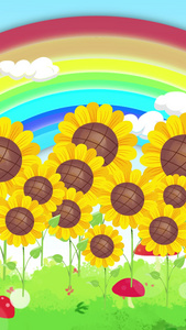 卡通可爱向日葵生长动态背景视频视频