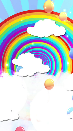 唯美卡通彩虹隧道云层背景视频20秒视频