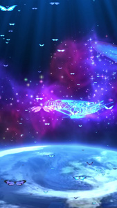 大气星空地球蝴蝶背景视频