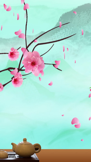 中国风花朵生长背景视频14秒视频