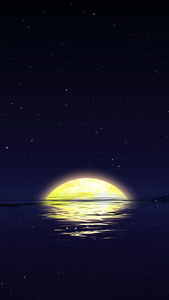 唯美动态夜景月亮升起湖面倒影背景视频视频