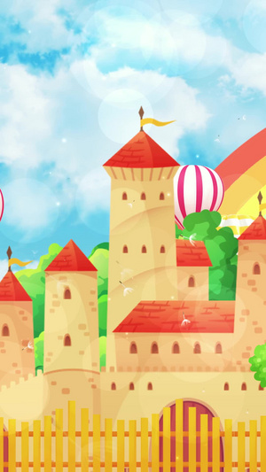 动态卡通城堡唯美天空背景视频30秒视频