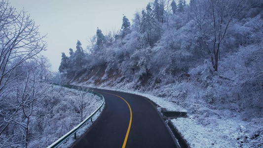 4K雪花道路冬天景色视频视频