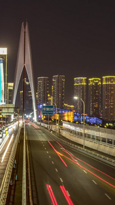 延时重庆嘉陵江大桥延时车流重庆夜景视频