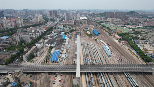 江苏徐州和平大桥地标建筑航拍视频