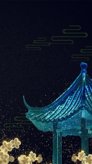 古典蓝色鎏金中国风背景素材古典歌舞背景30秒视频