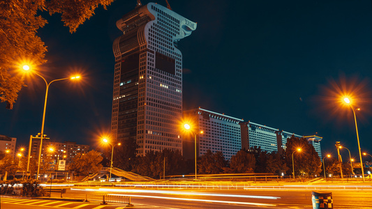 8K大气延时北京七星级酒店盘古酒店夜景视频