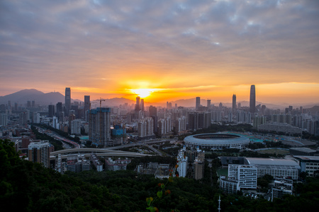 深圳城市日出天际线视频