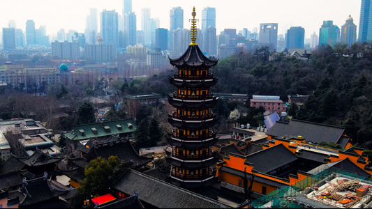 4K航拍南京鸡鸣寺[瞻园]视频