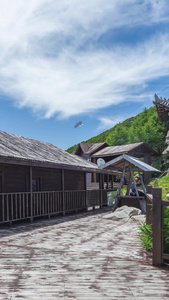 宝鸡市眉县太白山上板寺蓝天白云延时旅游黄金周视频