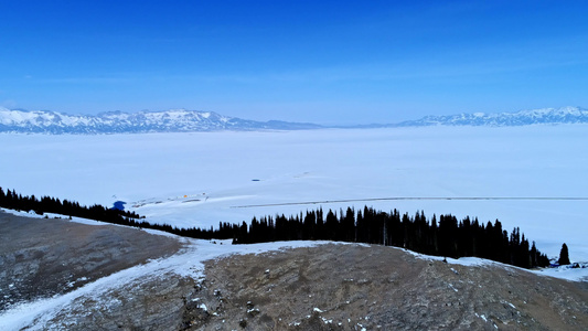新疆赛里木湖冬季航拍视频