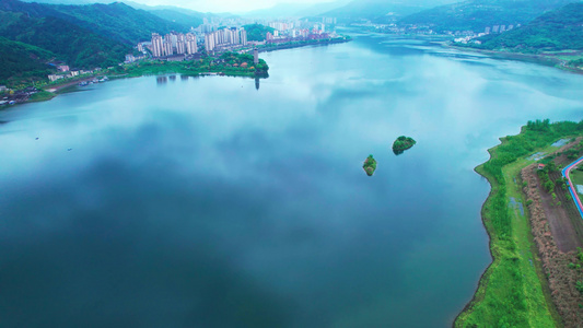 4K重庆汉丰湖自然湖泊航拍视频视频