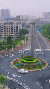 福建漳州中国女排三连冠雕像竖屏航拍视频