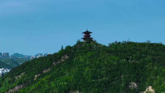 4K航拍延安宝塔山风景视频