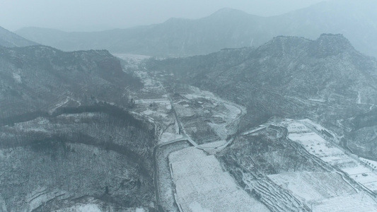 河南太行山雪景4K航拍视频