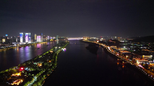 湖南长沙城市夜景航拍视频