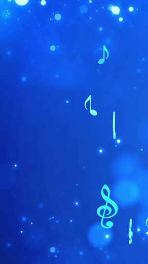 蓝色唯美音符旋律舞台背景视频音符粒子20秒视频