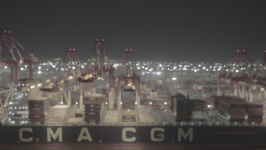 青岛港口码头夜景风景视频