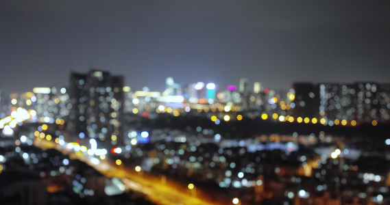 义乌江东城市夜景光斑延时摄影视频
