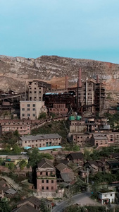 山顶炼钢厂无人机航拍生产线视频