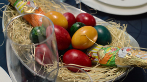 复活节彩蛋和兔子造型装饰10秒视频